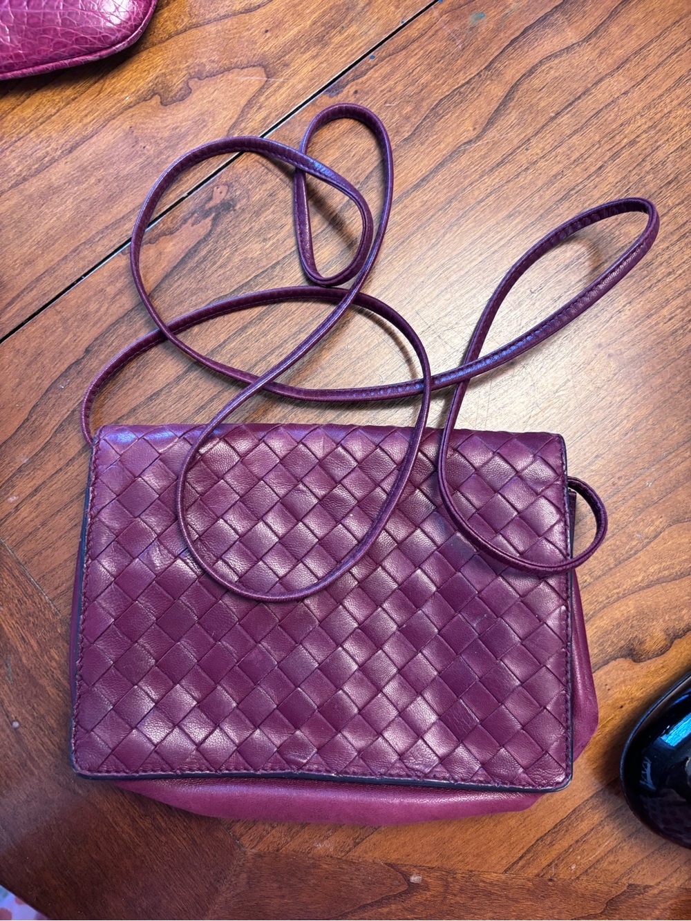 Bottega Veneta Woven Leather Crossbody - Plum